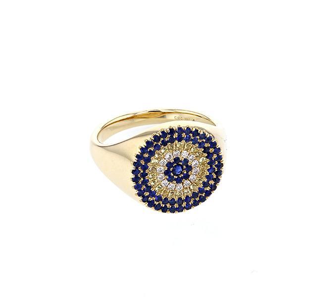 Evil Eye Ring with Diamonds and Sapphires