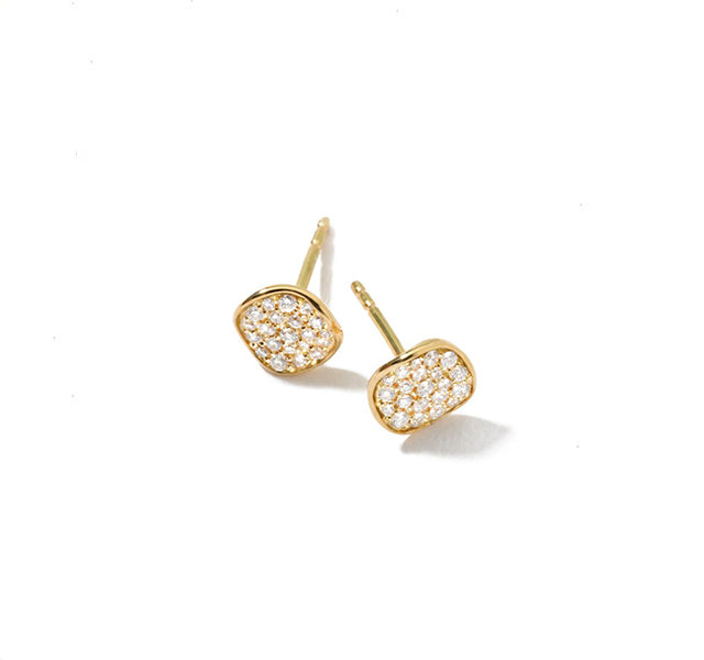 Mini Flower Stud Earrings In 18K Gold With Diamonds