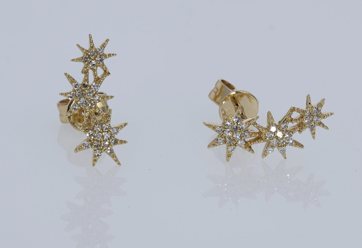 Starburst Diamond Earrings in Yellow Gold