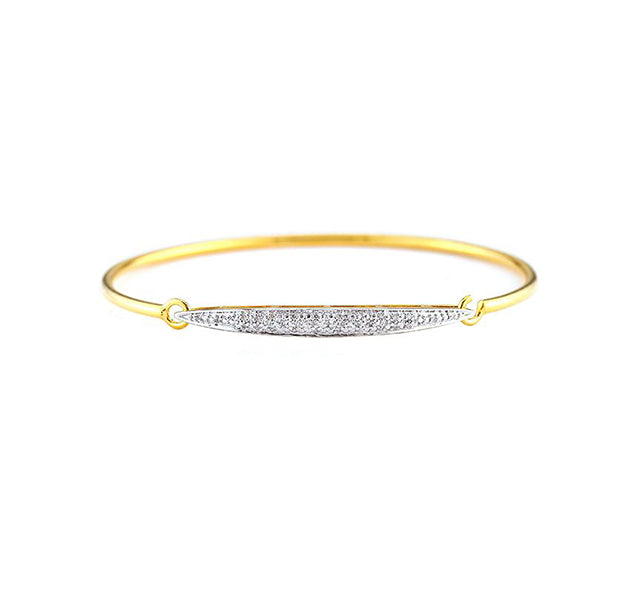 Bangle Bracelet with Diamonds in Gold Plated Sterling Silver
