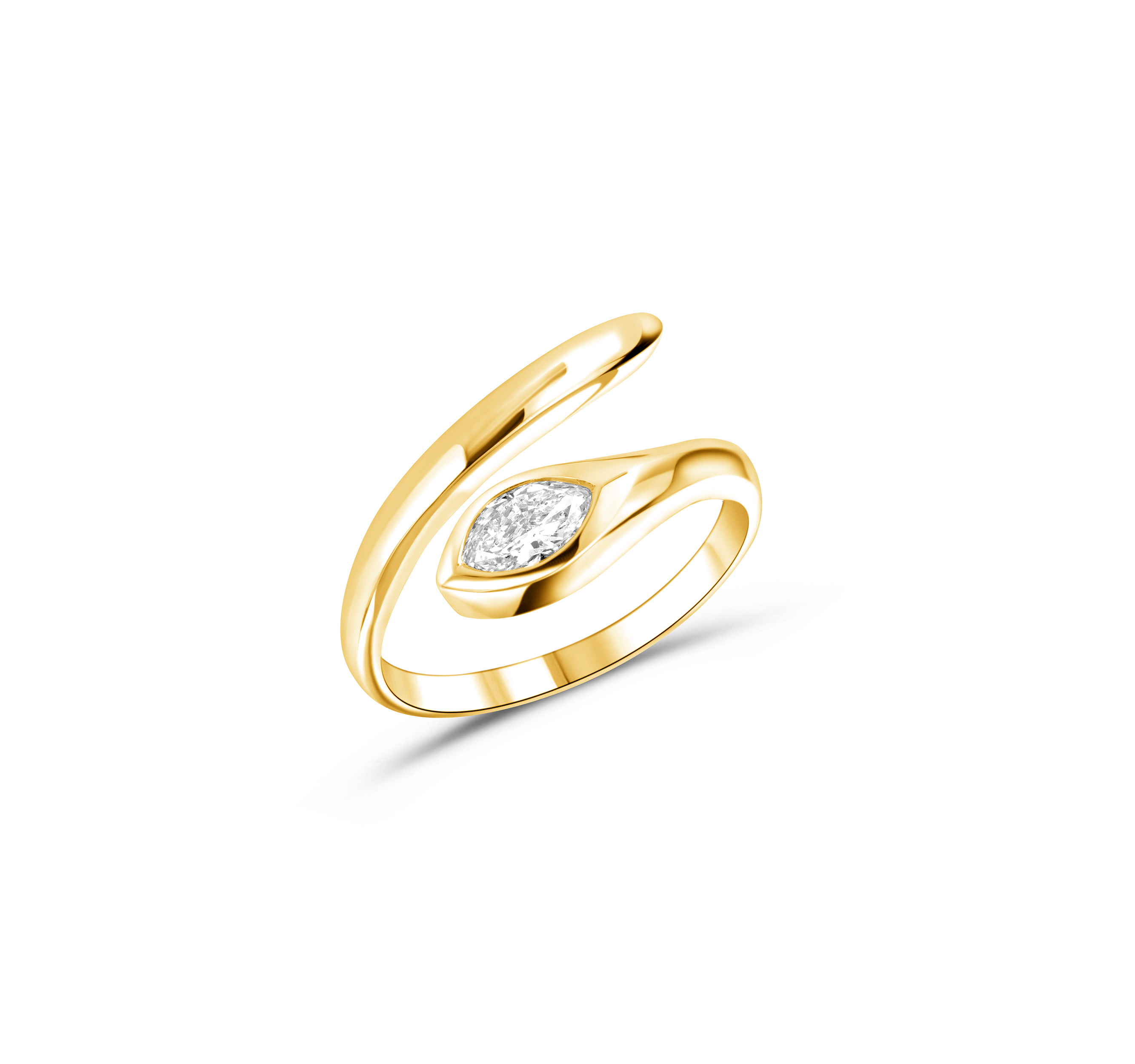 Snake Wrap Ring with Bezel Set Marquise Diamond