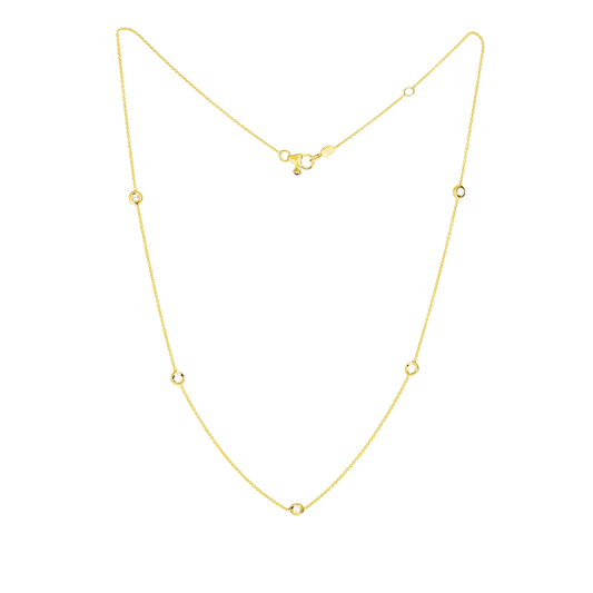 5-Station Bezel Set Diamond Necklace in Yellow Gold