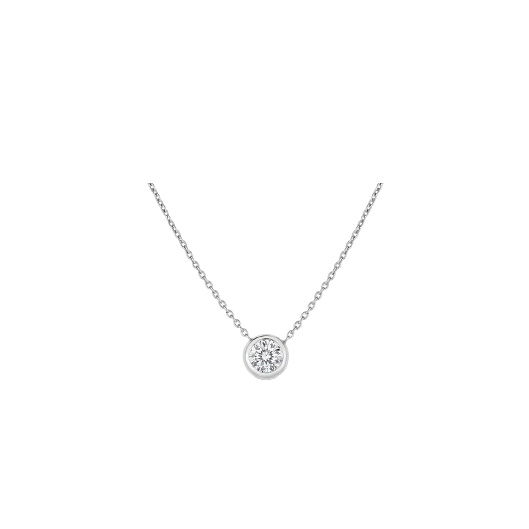 Single Bezel Diamond Pendant in White Gold