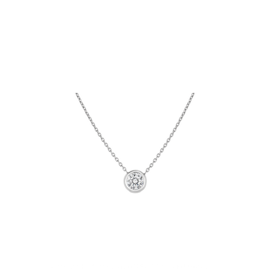Single Bezel Diamond Pendant in White Gold