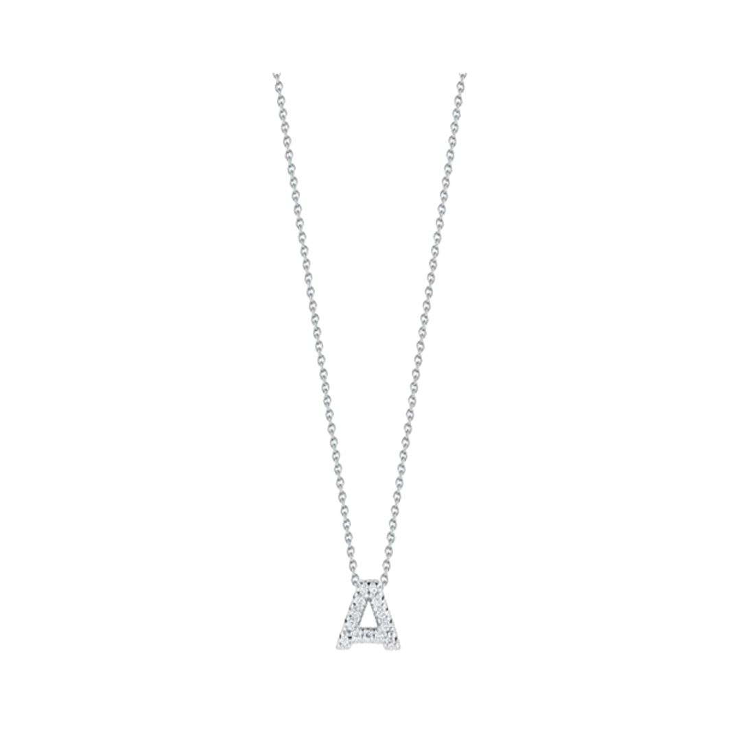 Tiny Treasures Diamond Love Letter "A" in White Gold