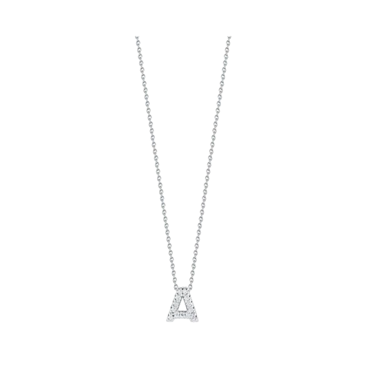 Tiny Treasures Diamond Love Letter "A" in White Gold