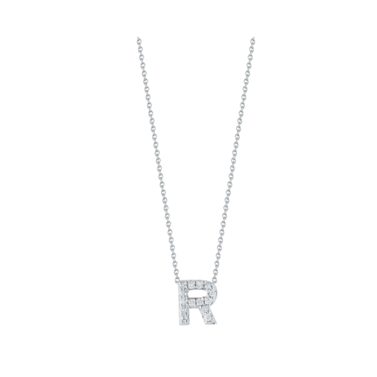 Tiny Treasures Diamond Love Letter "R" in White Gold