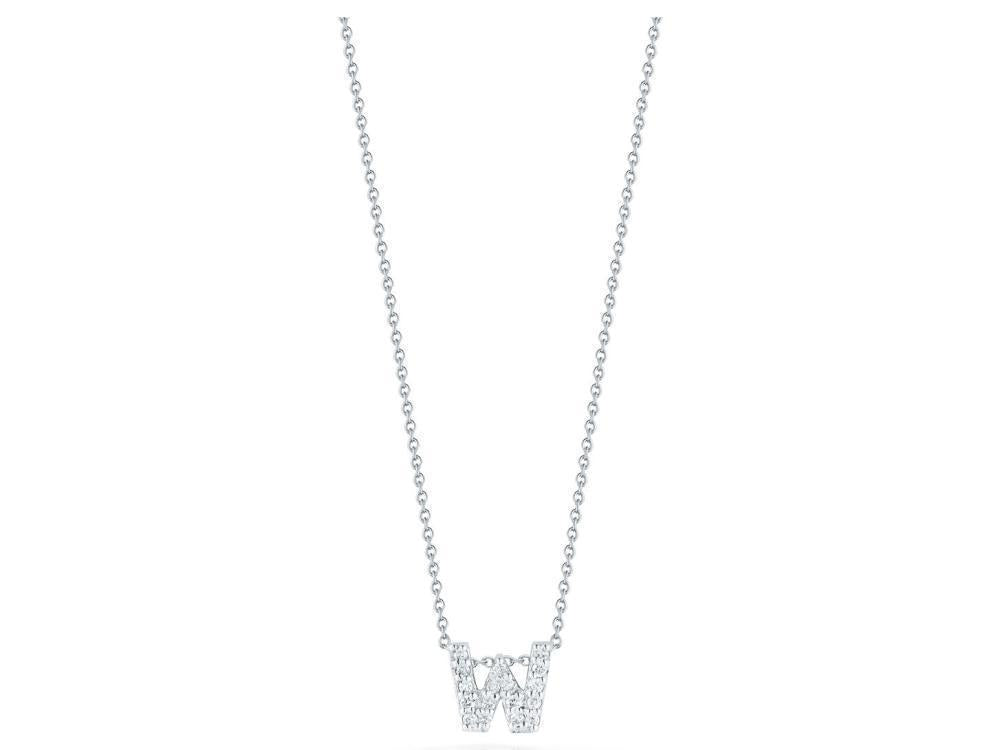 Tiny Treasures Diamond Love Letter "W" in White Gold