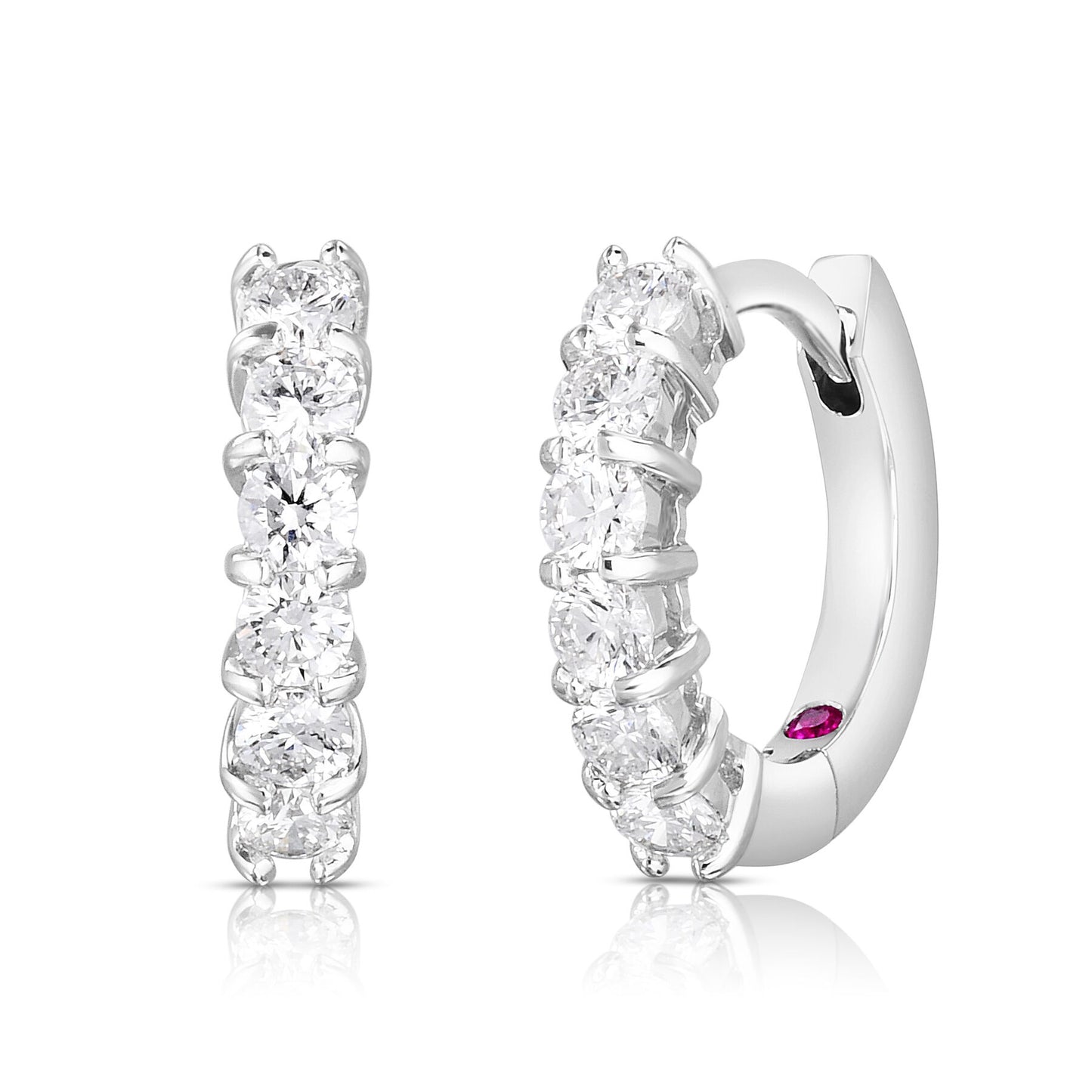 15mm Diamond Huggie Hoop Earrings in White Gold
