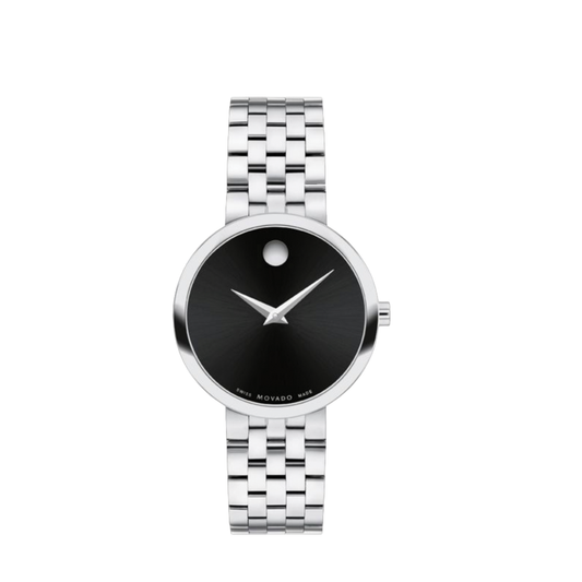 30mm Museum Watch with Black Dial and Link Bracelet