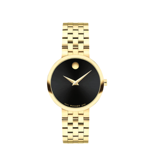 30mm Museum Classic Watch with Black Dial and Gold Link Bracelet