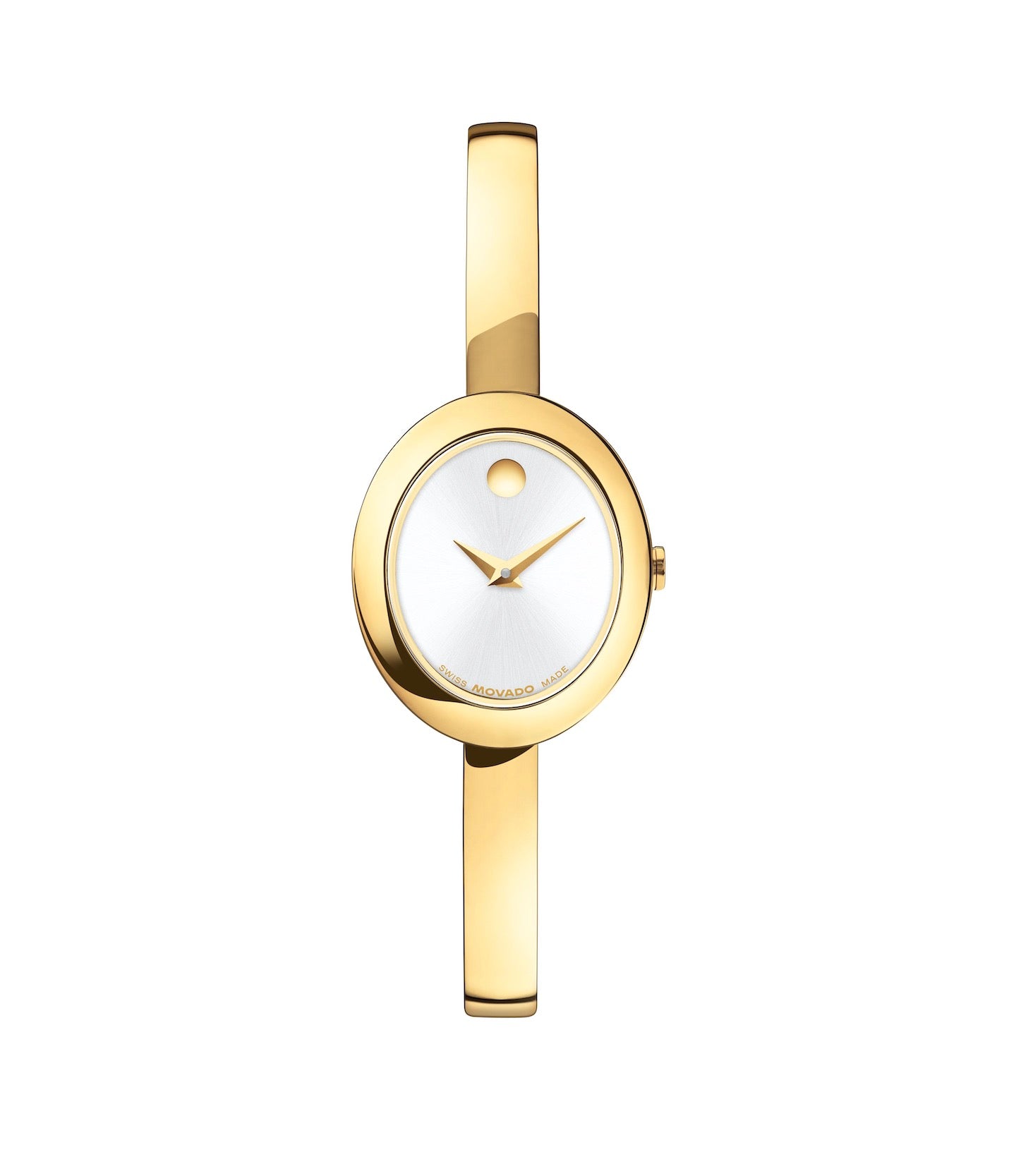 Museum Bangle Oval Watch with Silver White Dial