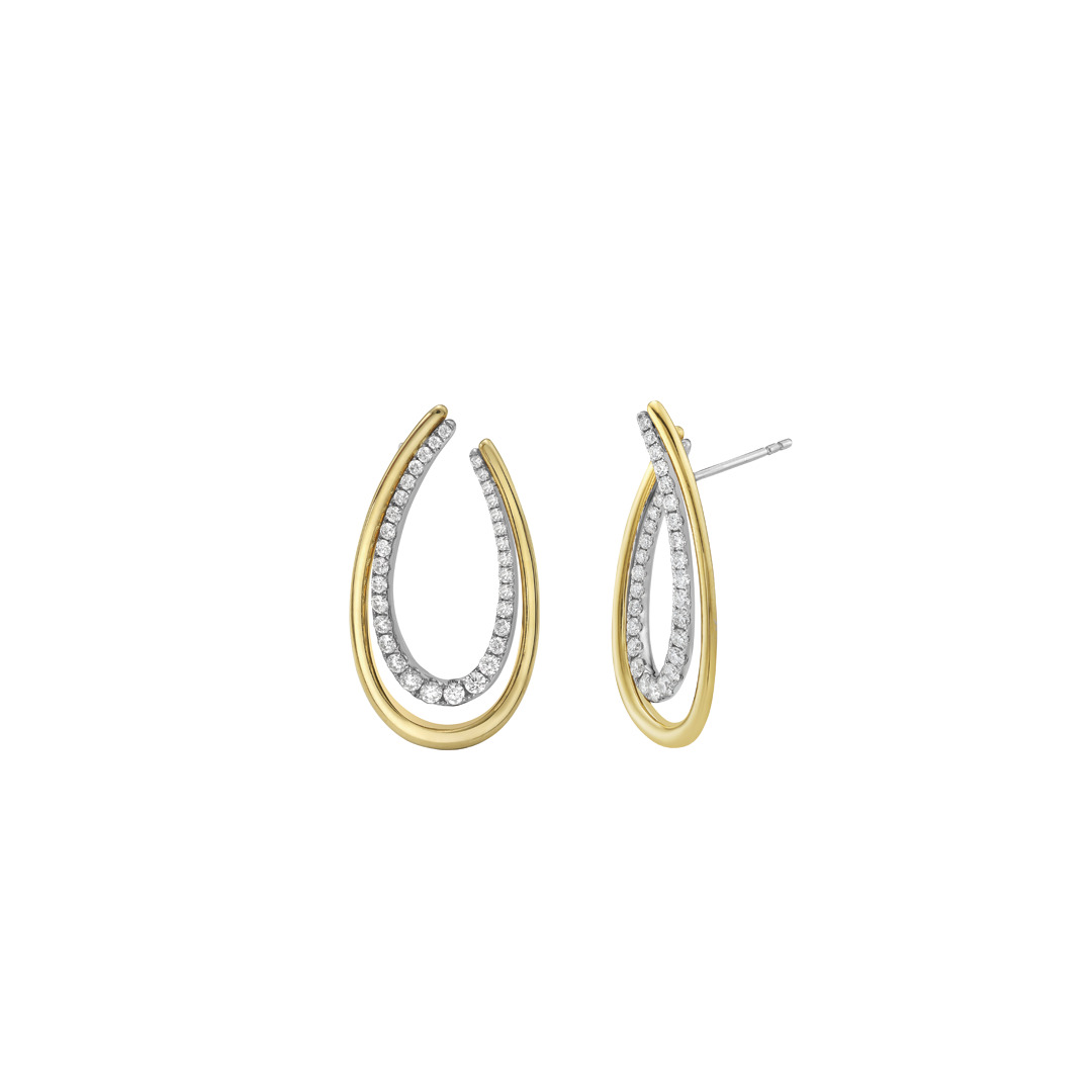 Diamond and Gold Arch Earrings