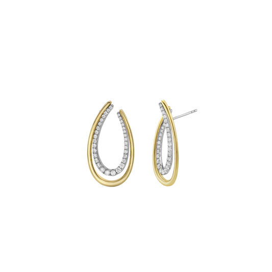 Diamond and Gold Arch Earrings