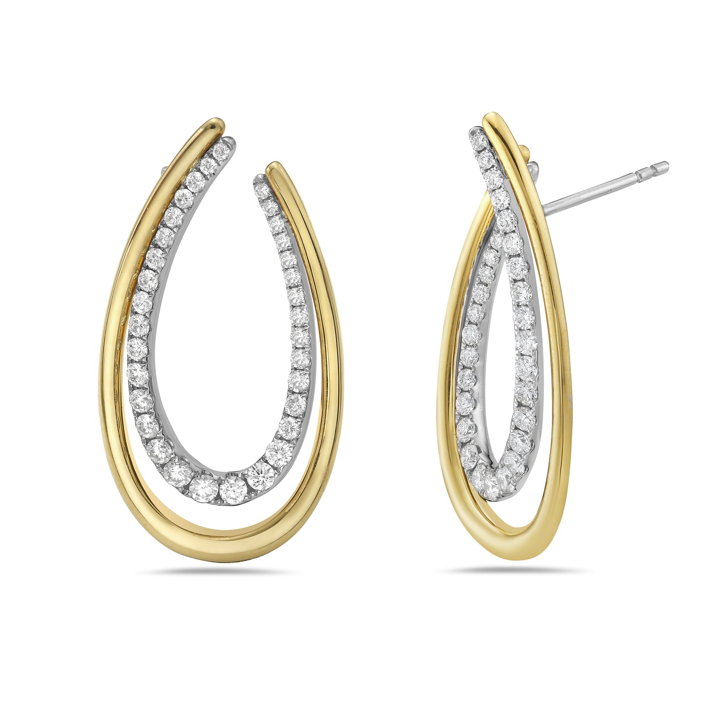 Diamond and Gold Arch Earrings
