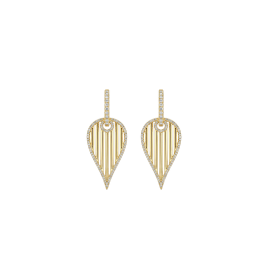 Birdcage Leaf Drop Earrings with Diamond Frame