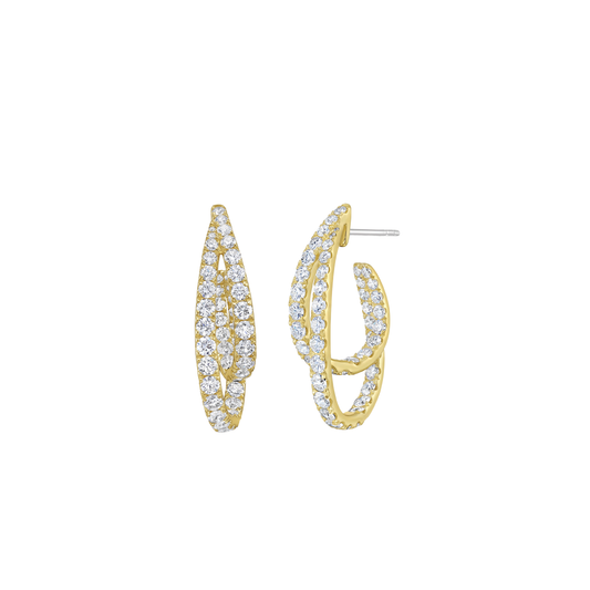Intertwining Double Hoop Diamond Earrings