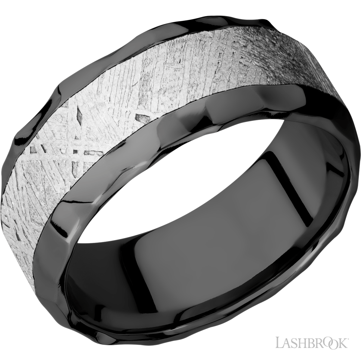 Rock Polish Zirconium Band With Meteorite