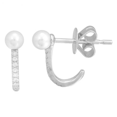 Diamond and Pearl Stud Earrings