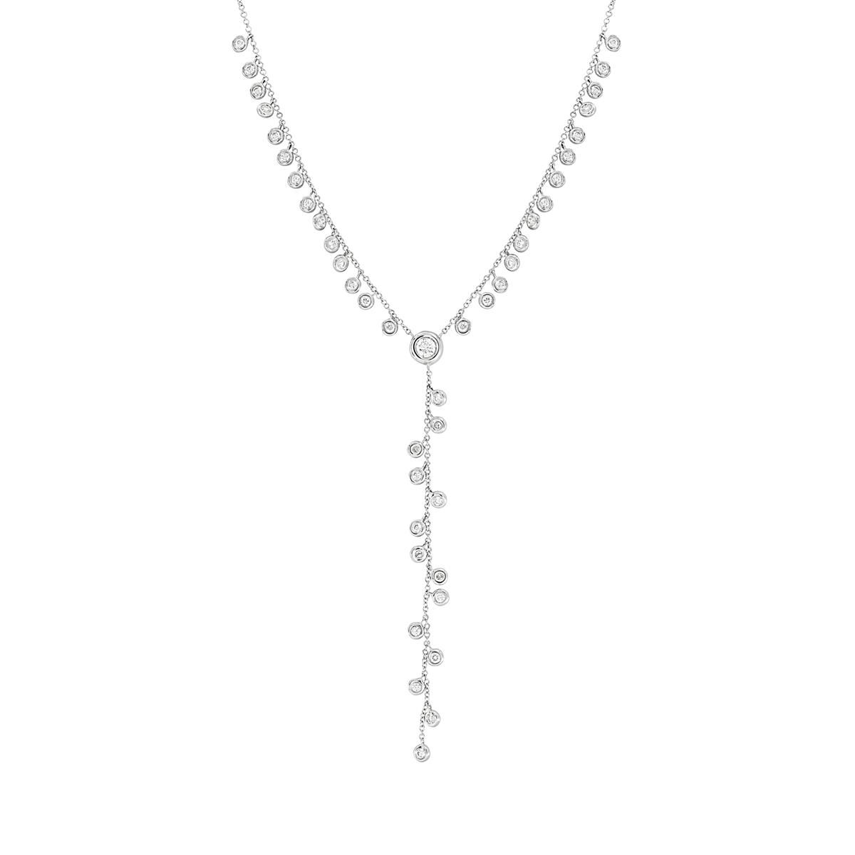 Y Necklace with Diamond Droplets