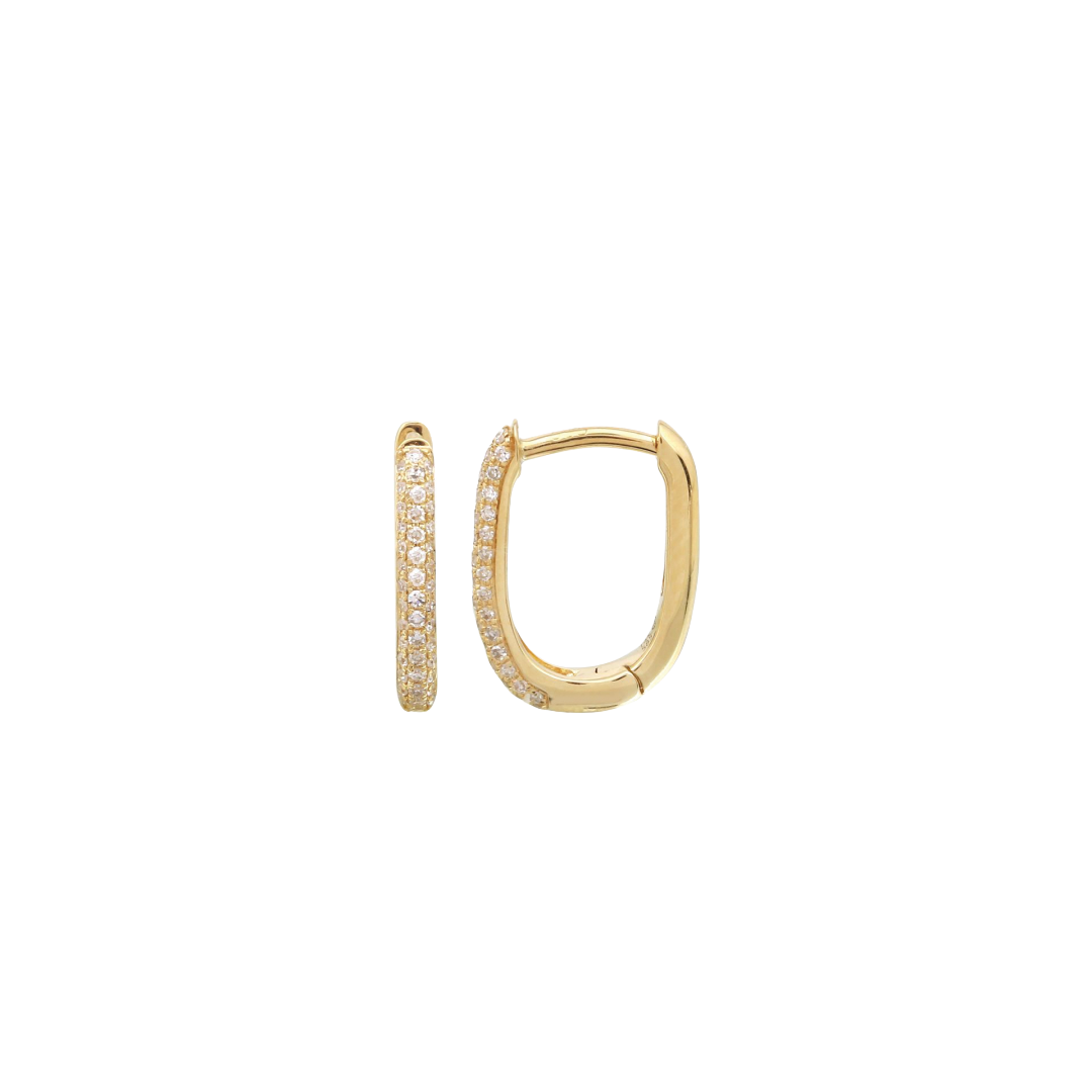 Micro Pave Diamond Huggie Hoop Earrings