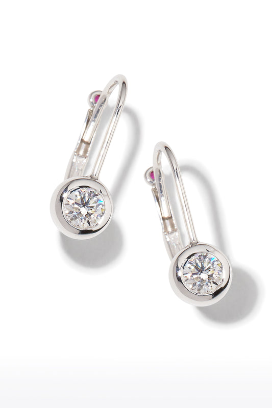 Leverback Earrings with Bezel Set Diamonds