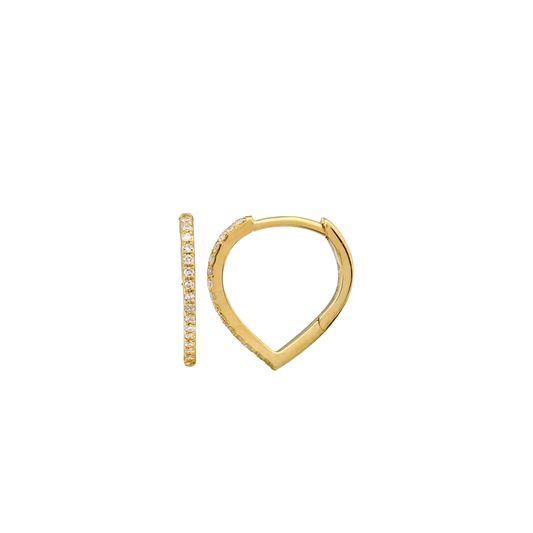 Pear Shaped Pave Diamond Huggie Hoop Earrings in 14K Yellow Gold