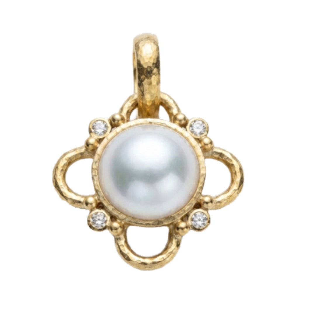 Mabe Pearl and Diamond in Wire Arches Pendant