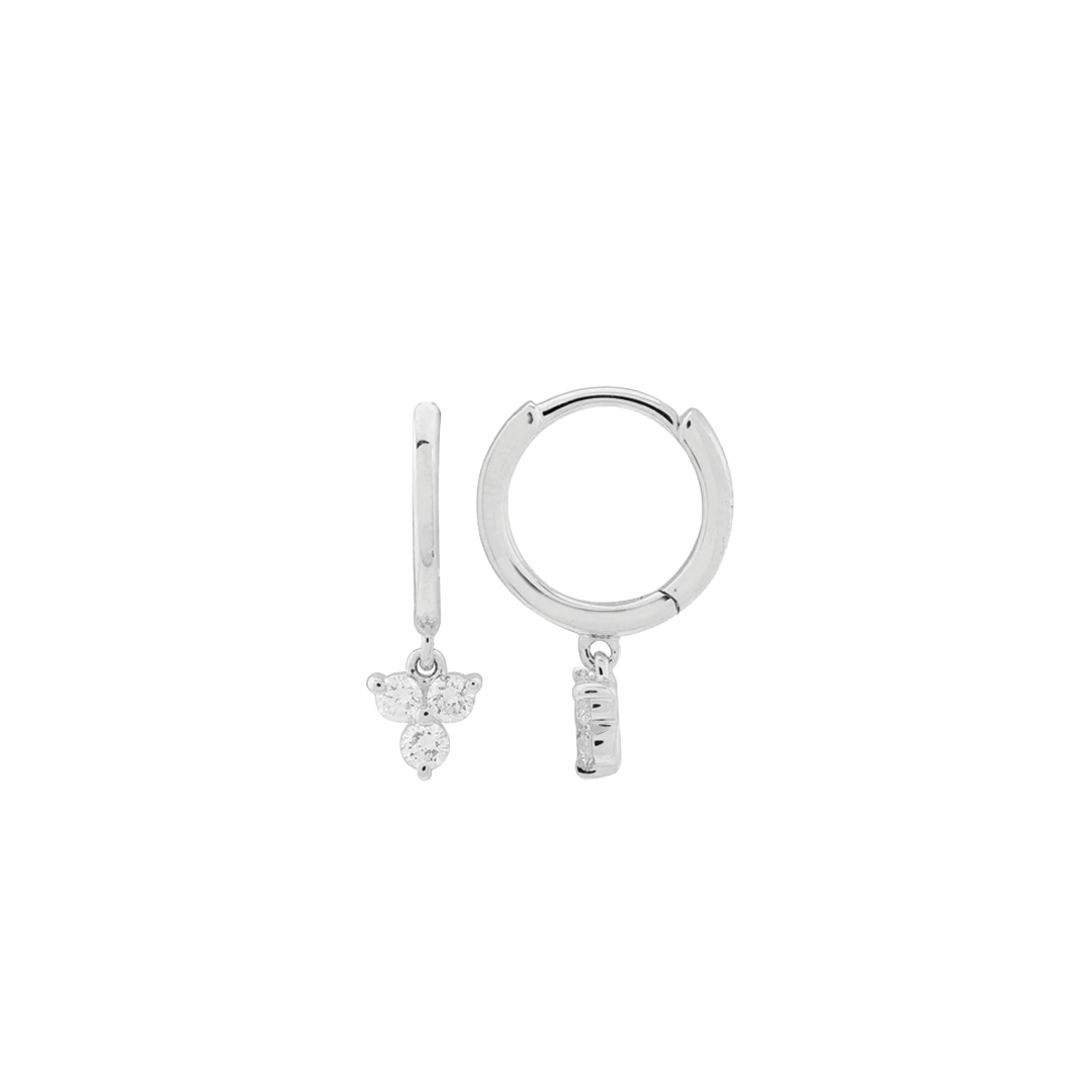 Diamond Cluster Hoop Earrings in White Gold