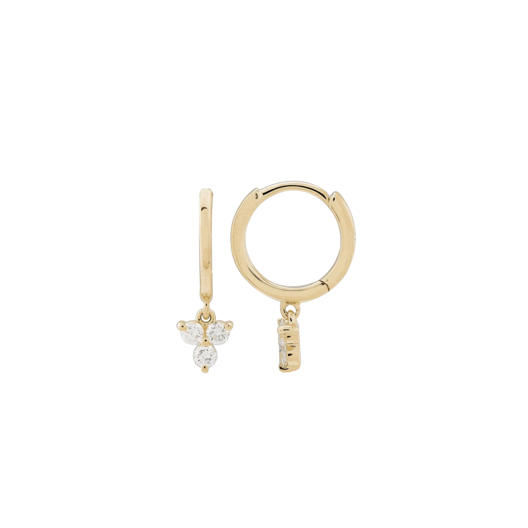 Diamond Cluster Hoop Earrings in Yellow Gold