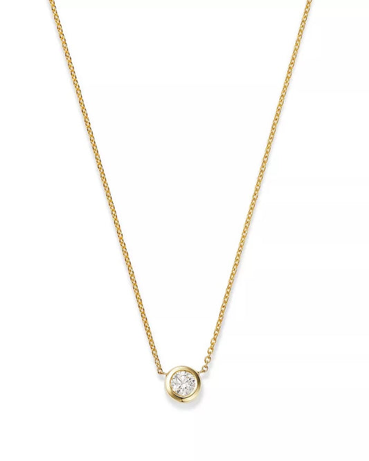 Bezel Set Diamond Pendant in 18k Yellow Gold