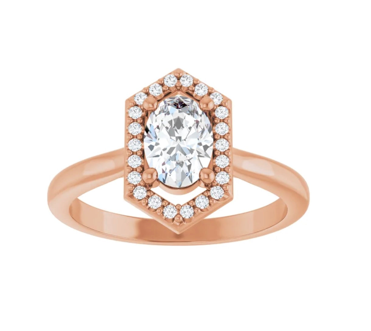Oval Diamond Ring Setting with Diamond Halo