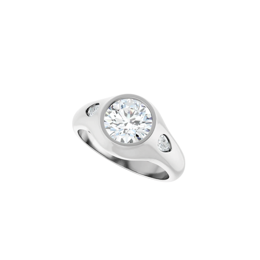 Round Diamond Ring Setting with Pear Diamonds