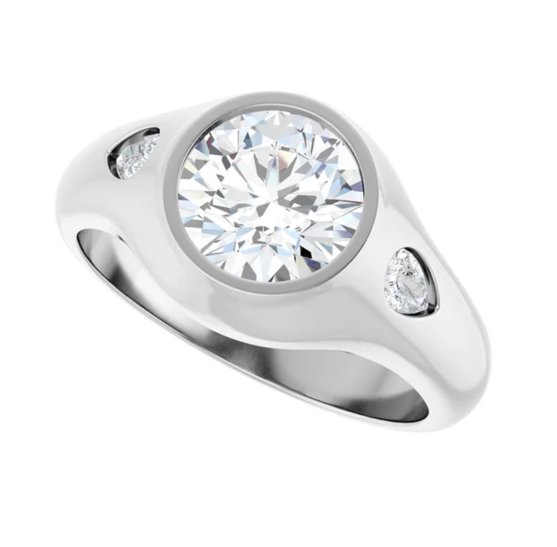 Round Diamond Ring Setting with Pear Diamonds