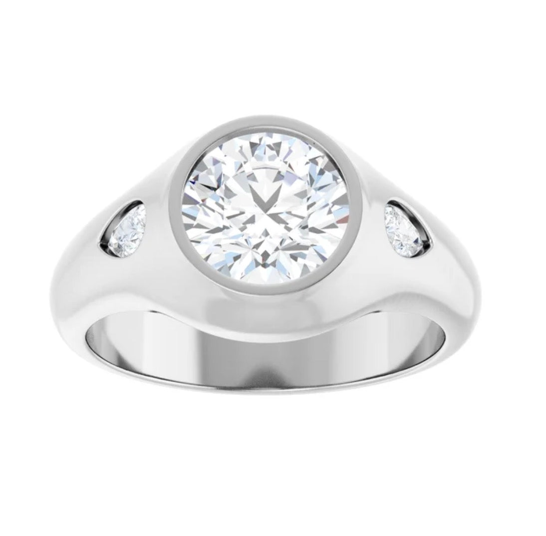 Round Diamond Ring Setting with Pear Diamonds
