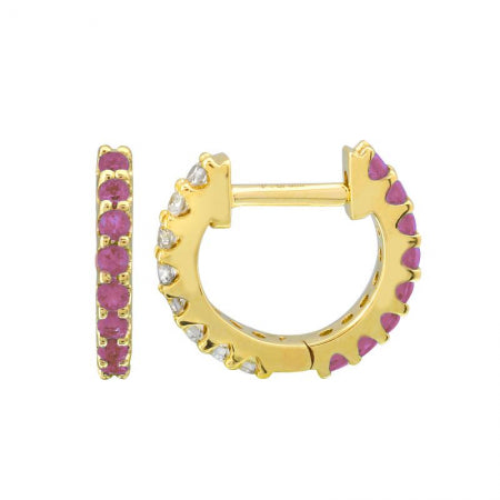 Reversible Pink Sapphire & Diamond Huggie Hoops