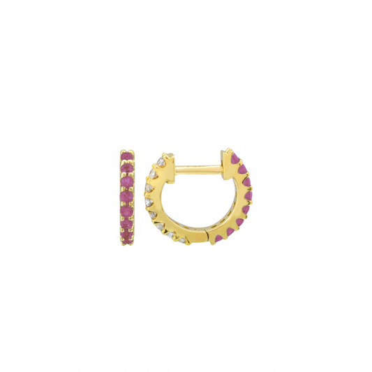 Reversible Pink Sapphire & Diamond Huggie Hoop Earrings