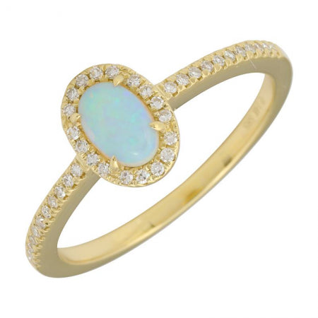 Oval Opal Ring with Diamond Halo