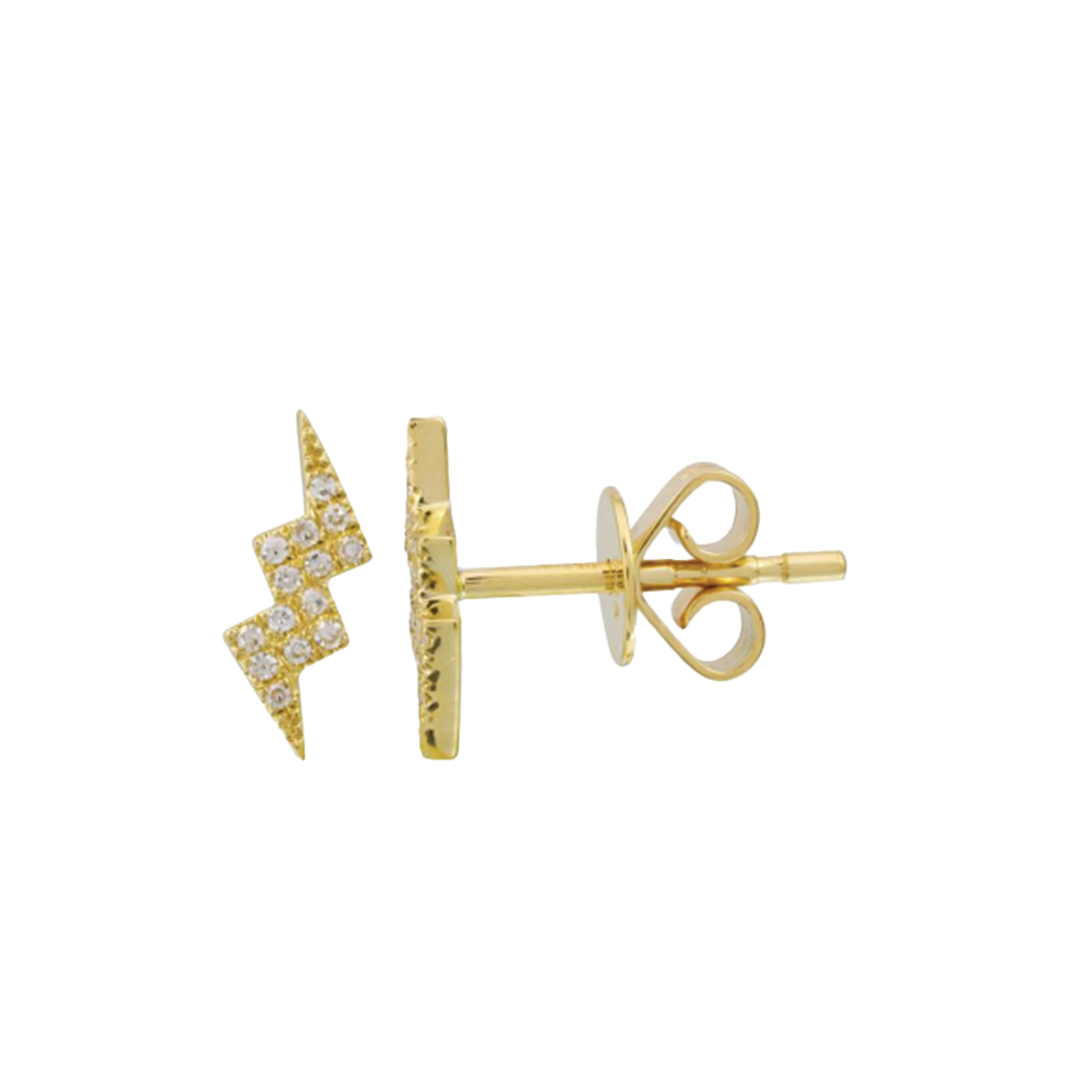 Zig-Zag Diamond Stud Earrings in 14K Yellow Gold