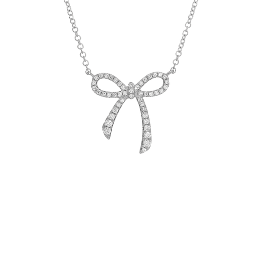 Bow Pendant with Diamonds in 14K White Gold