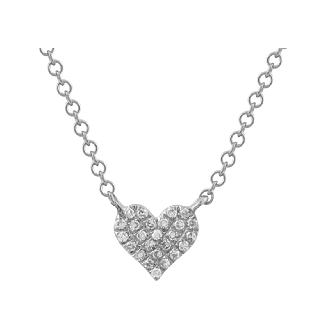 6.5mm Diamond Heart Necklace in White Gold