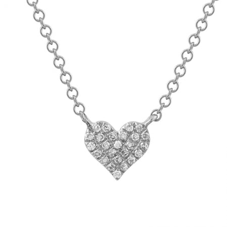 6.5mm Diamond Heart Necklace in White Gold