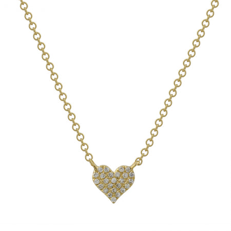 6.5mm Diamond Heart Necklace in Yellow Gold
