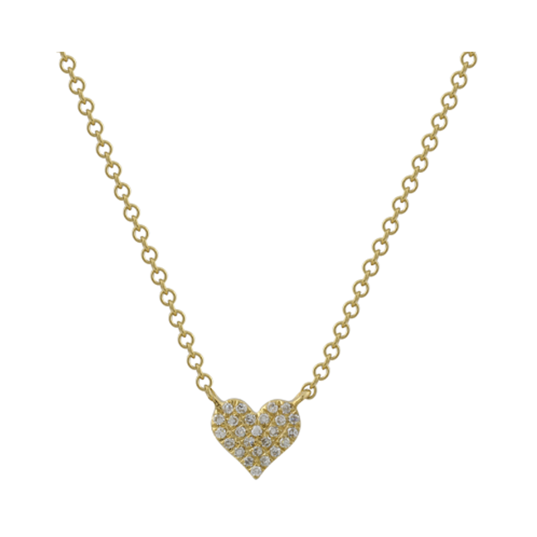 6.5mm Diamond Heart Necklace in Yellow Gold