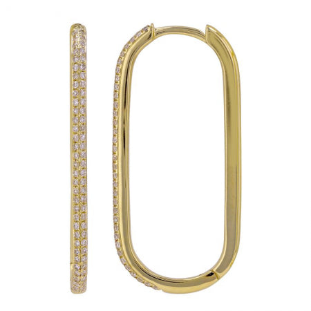 30mm Rectangle Diamond Hoop Earrings