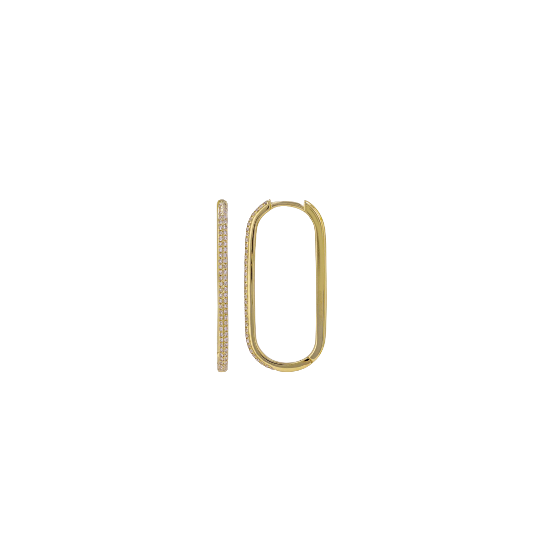 30mm Rectangle Diamond Hoop Earrings