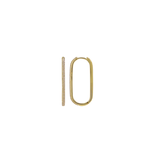 30mm Rectangle Diamond Hoop Earrings