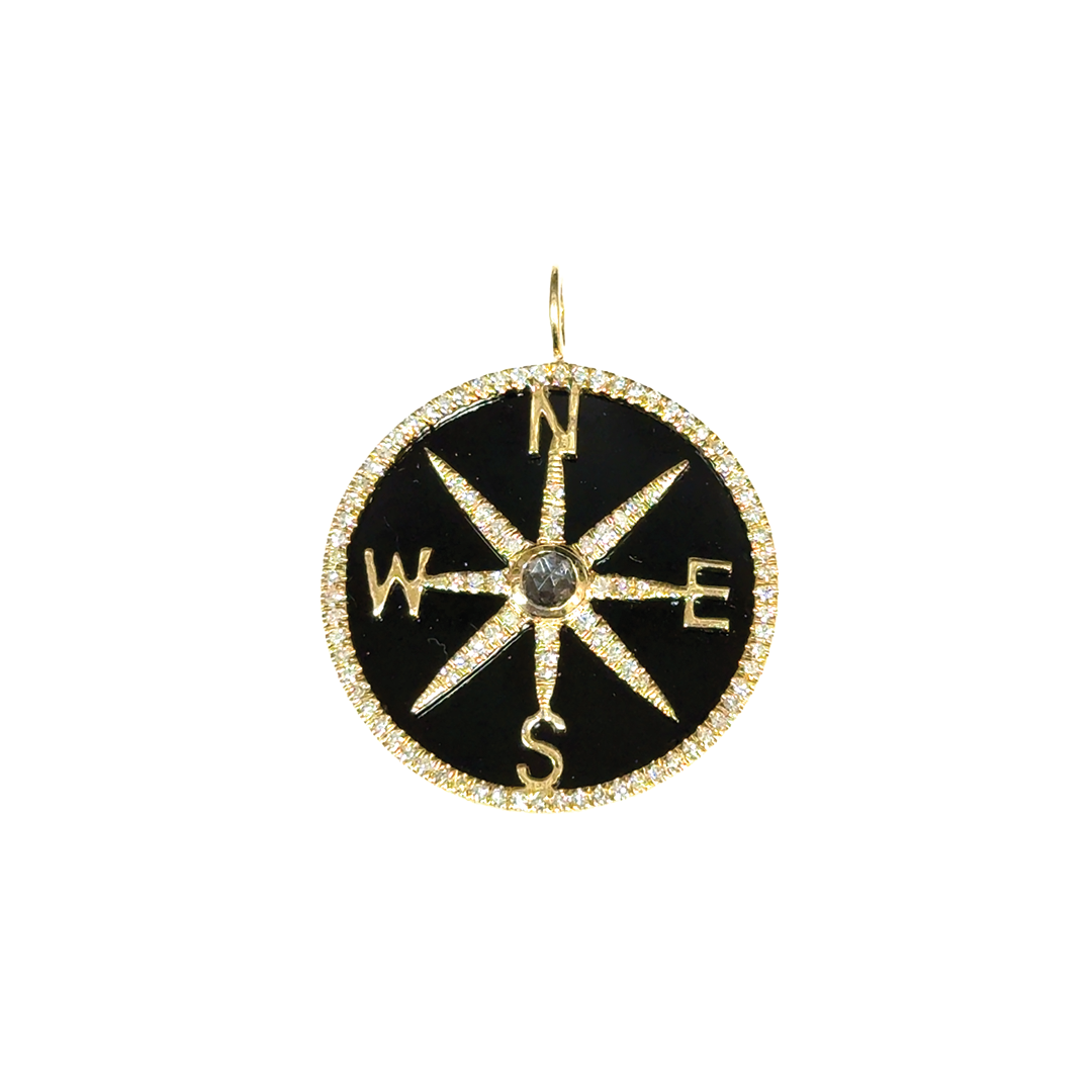 Compass Charm with Diamonds