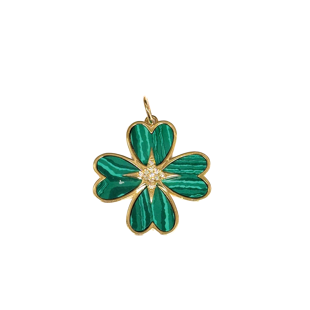 Malachite Four Leaf Clover Charm