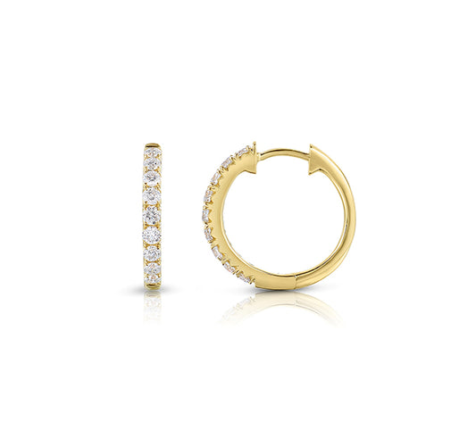 14k Yellow Gold French Cut Hoops